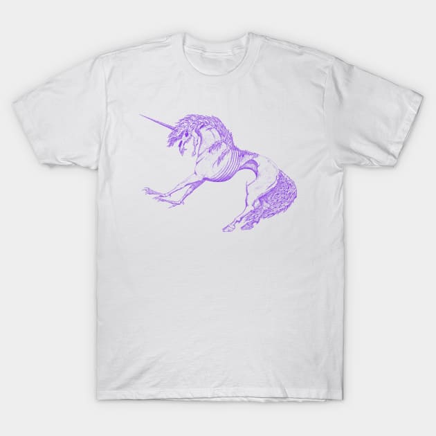 Nightmare Unicorn, Purple Outline T-Shirt by RawSunArt